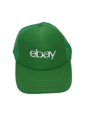 eBay Branded Green Foam & Mesh Trucker Hat Cap White Logo Adjustable Casual NWOT